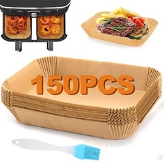 YJWYDM Air Fryer Disposable Paper Liners, 150PCS 8.7×5.5″, wood color