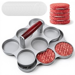 Mini Burger Press Small Meat Patty Maker with 300 Patty Papers and 6 Round Sh…