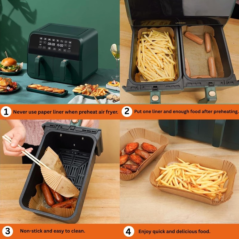Air Fryer Liners Disposable Parchment Paper Liner 8.6*5.5"Rectangular, Brown gallery