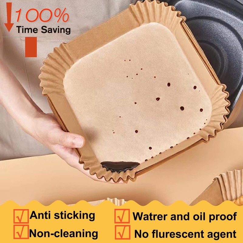 Air Fryer Disposable Paper Liner Square 10 Inch, 10" 100 pcs, Natural gallery