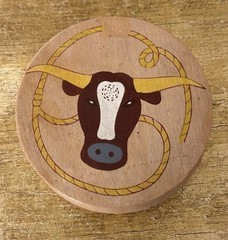VTG Texas Longhorns Hamburger Cookie Tortilla Press Steer MCM 50s Kitchen Decor