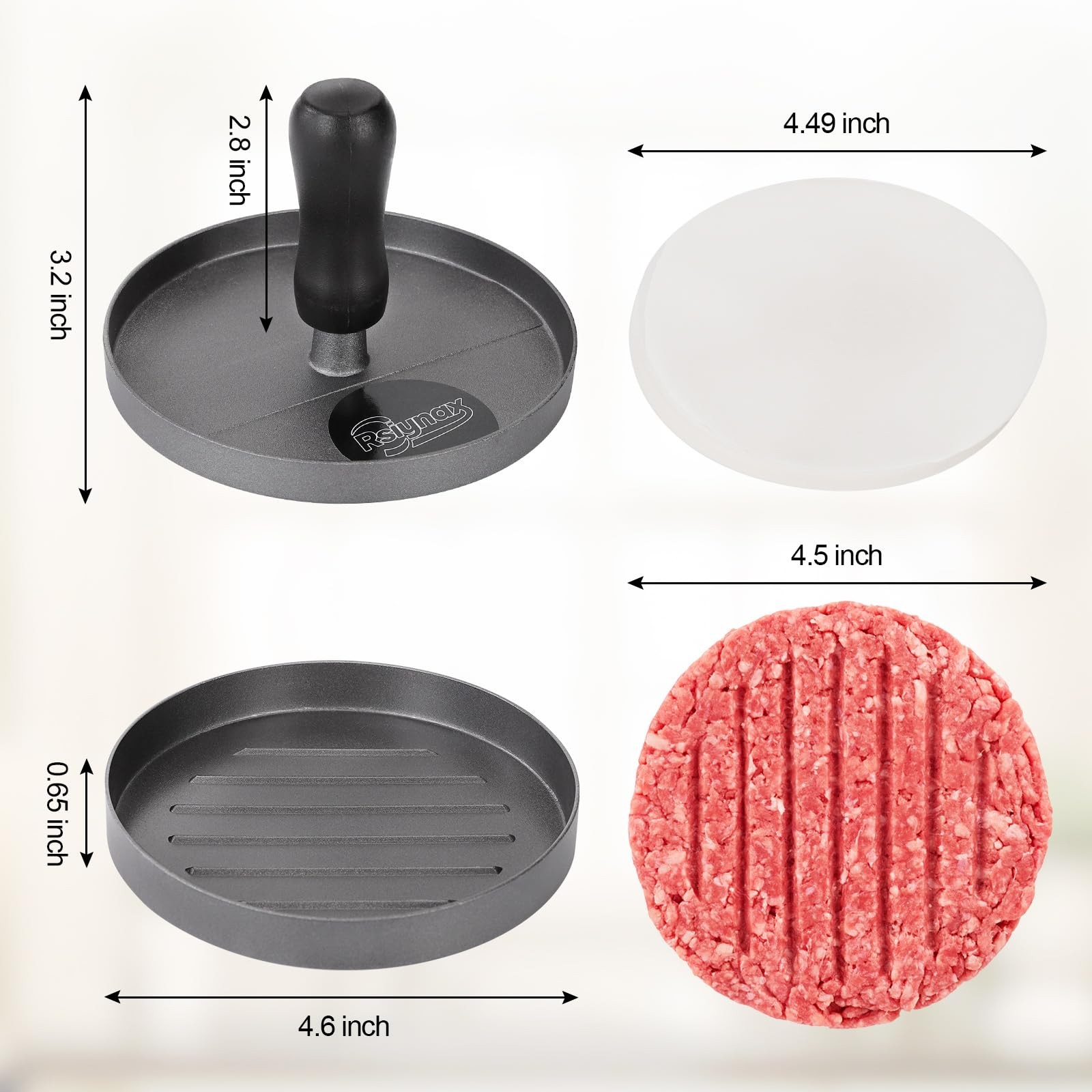 Burger Press with 100 Patty Papers Non-Stick Aluminum Hamburger Mold for Kitchen gallery