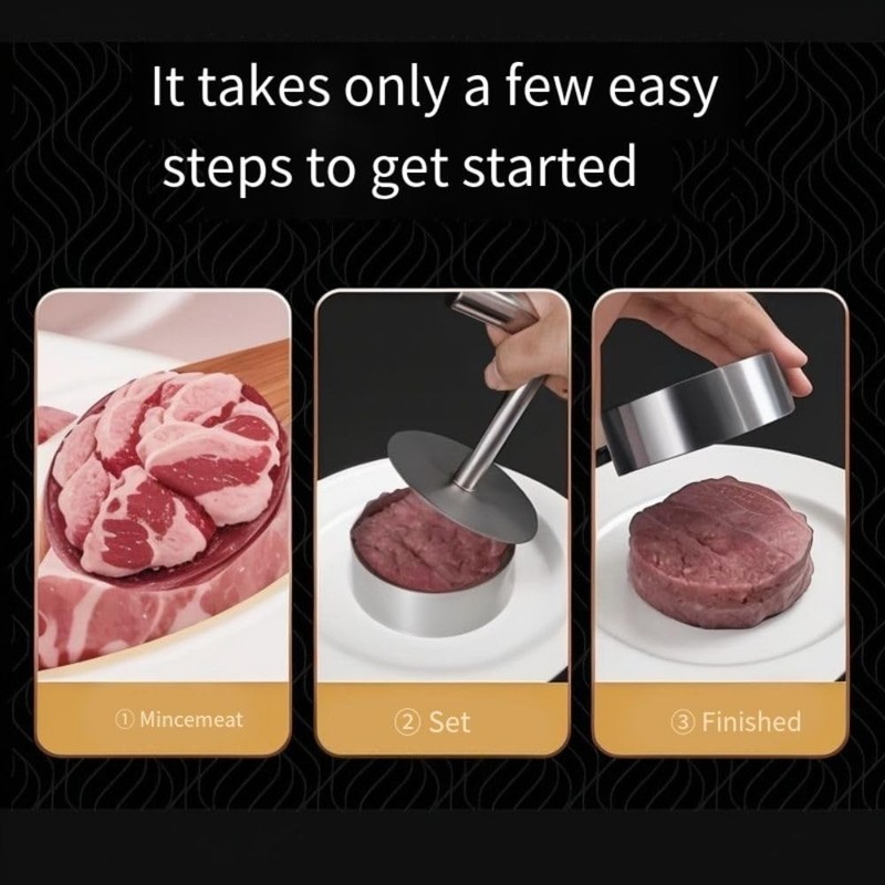 Stainless Steel Burger Press Patty Maker Manual Meat Pie Mould BBQ Grilling gallery
