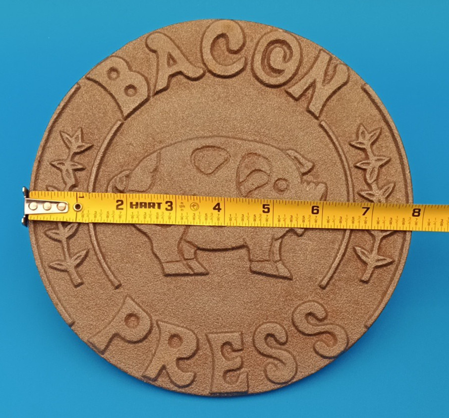 Vintage Cast Iron Bacon Grill Burger Press Heavy Duty Wood Handle gallery
