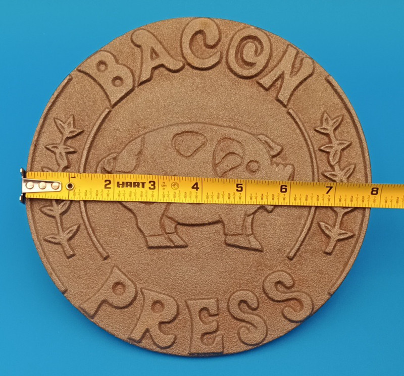 Vintage Cast Iron Bacon Grill Burger Press Heavy Duty Wood Handle gallery