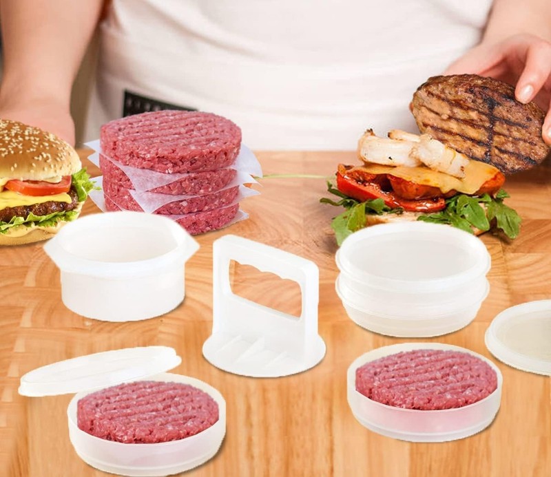 Hamburger Press Patty Maker Freezer 4 Containers with gallery