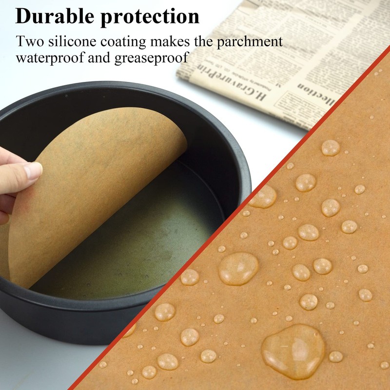 DISSKNIC 8 Inch Parchment Paper Rounds, 100PCS Unbleached 8in-100ps, Brown gallery