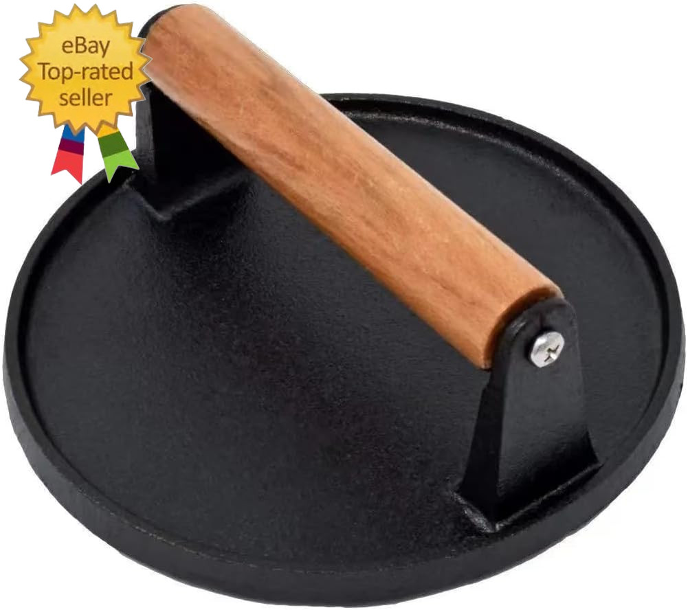Kitchen Tools Heavy Duty Cast Iron Smash Burger Press round Barbecue Meat Flat P gallery