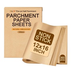 12×16 Inch Parchment Paper Sheets for Baking, 360 Count Thicker 12×16, Brown