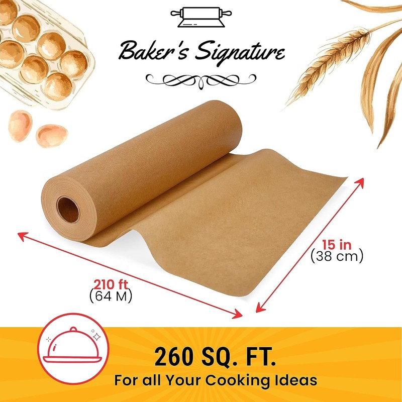 260 Sq.Ft Unbleached Parchment Paper for Baking – Roll with 260 Sq.Ft, Brown gallery