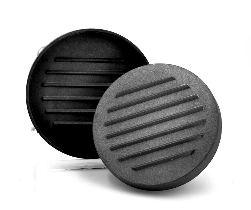 Gwhole Hamburger Press&Paper Sheets,Cast Iron,Wood Handle,Ribbed Press,Paper,5"d gallery