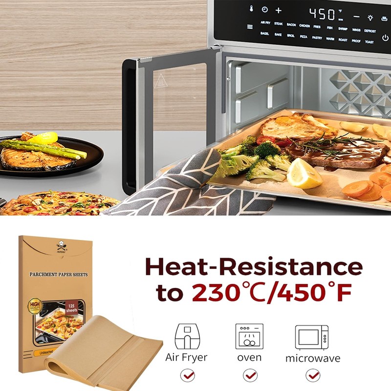 Air Fryer Liners Disposable for CHEFMAN 125pcs 8.5" x 9.5", Natural gallery