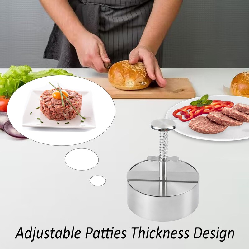 Burger Press, Adjustable Hamburger Patty Maker Food Grade 304 Stainless Steel... gallery
