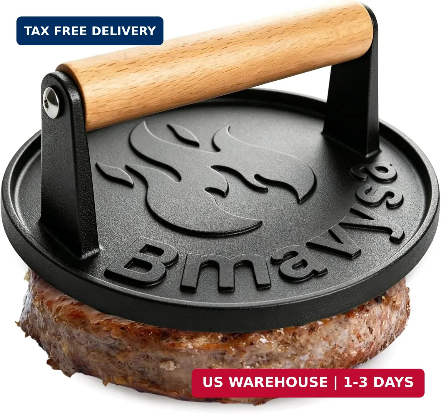 Heavy-Duty Cast Iron Smash Burger Press, Non-Stick and Rust Resistant, Burger Sm gallery