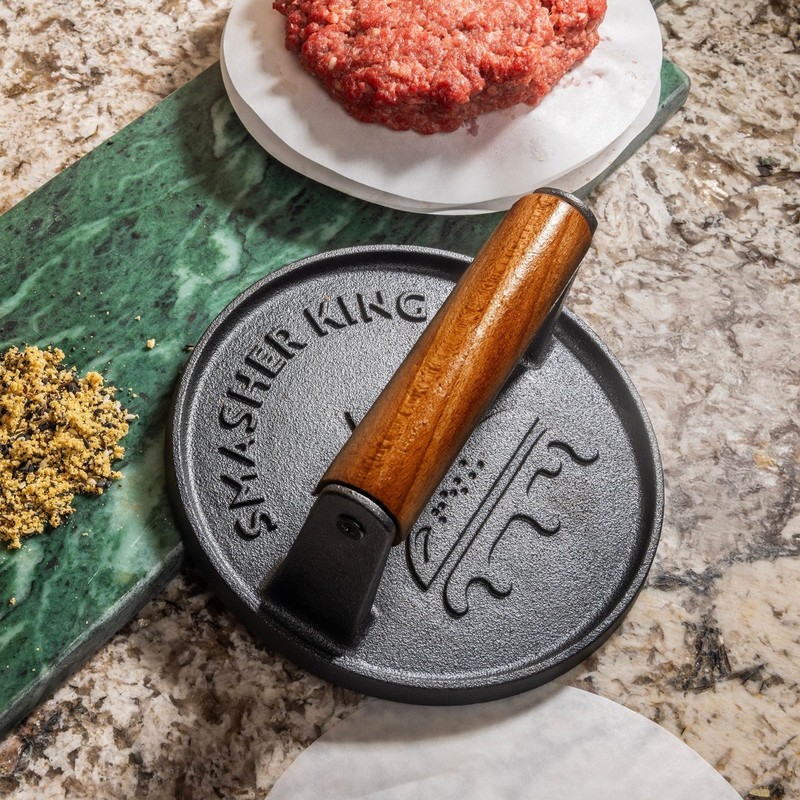 Cast Iron Smash Burger Press - Heavy Duty Hamburger Patty Maker Kit with 25 Pape gallery