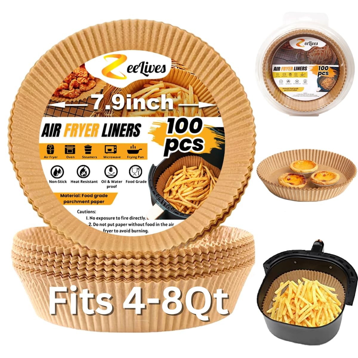Gourmia Air Fryer Liners 100 Pcs 7.9" (Round), 100 (Round) gallery