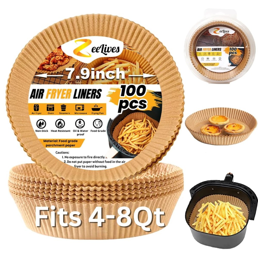 Gourmia Air Fryer Liners 100 Pcs 7.9" (Round), 100 (Round)