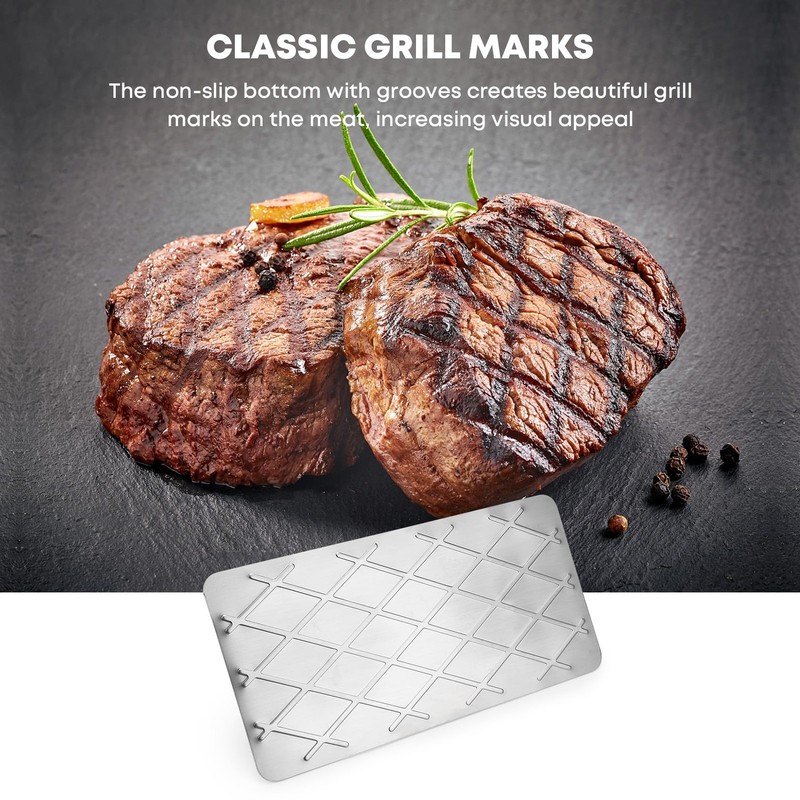 Stainless Steel Bacon Press for Griddle, 9” X 4.5”Rectangular Grill Press BBQ gallery