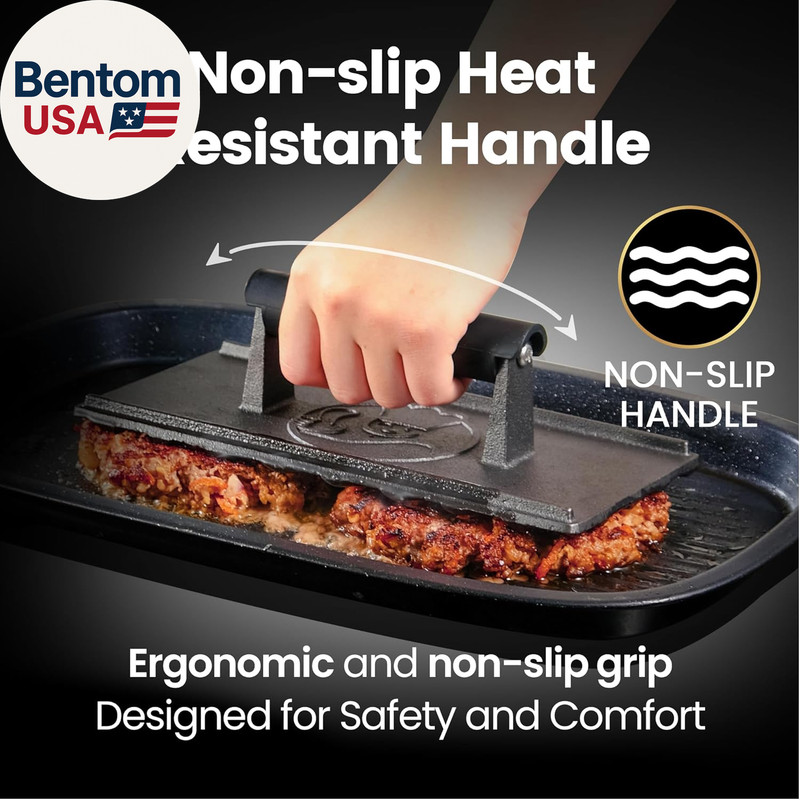 3Lb Cast Iron Grill Press, Heavy Duty Smash Burger Press for Griddle Heat Resist gallery
