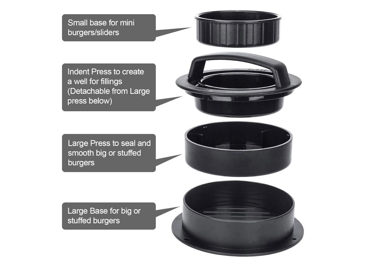Burger Press Non Stick 3 In 1 Patty Maker & 9 Slider Storage Bags 7” x 3” gallery