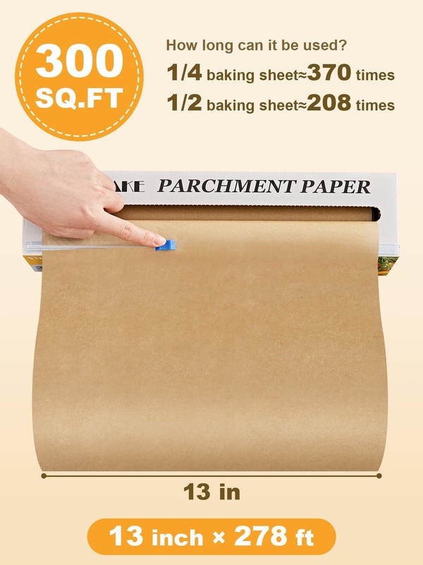 SMARTAKE Parchment Paper Roll for 13 inch x 278 ft, 300 sq.ft, Unbleached gallery