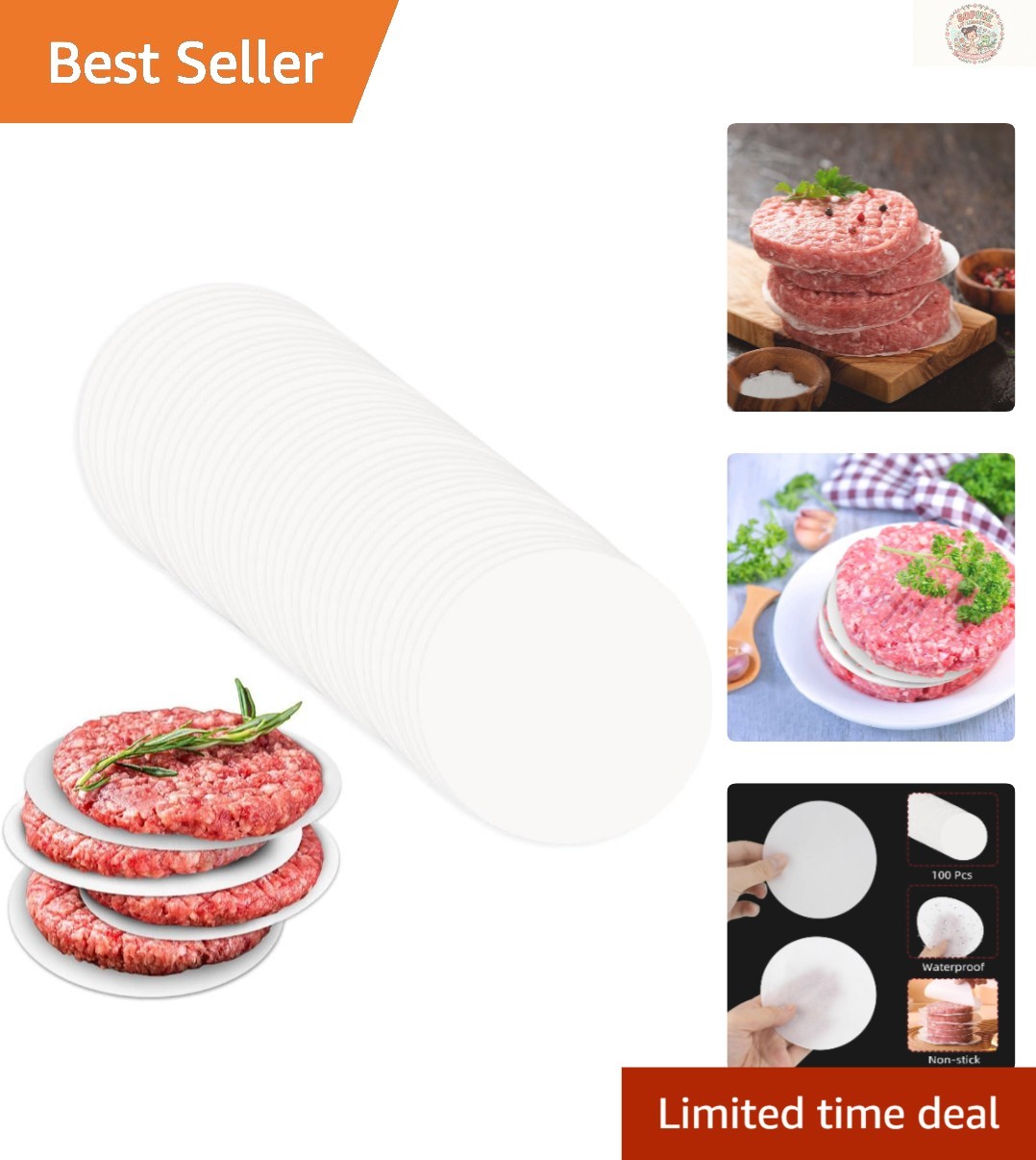 Convenient 100 Pcs Non-Stick Round Patty Papers - Perfect for Burgers & More gallery
