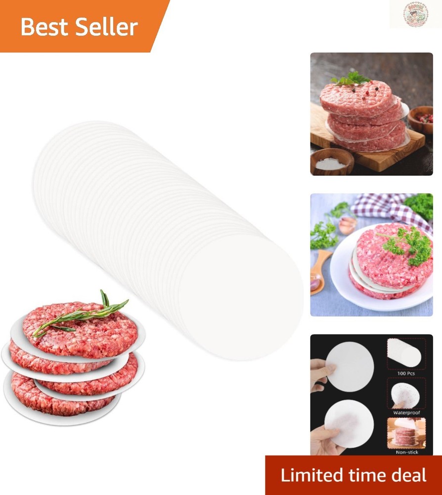 Convenient 100 Pcs Non-Stick Round Patty Papers - Perfect for Burgers & More