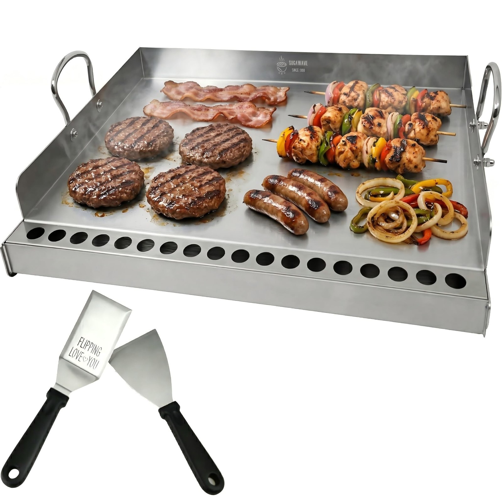 Universal Stainless Steel Flat Top Griddle Insert for Gas & Charcoal Grills R gallery