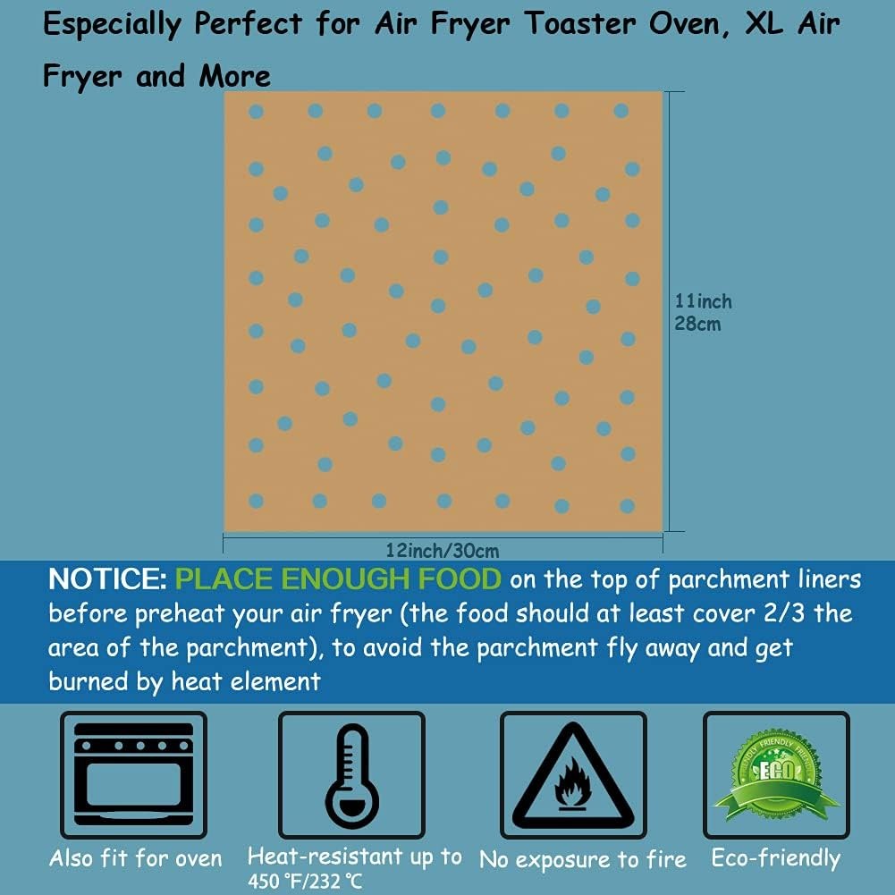 BYKITCHEN Air Fryer Oven Liners, 11x12 Inches, Nonstick 11x12inch, Brown gallery