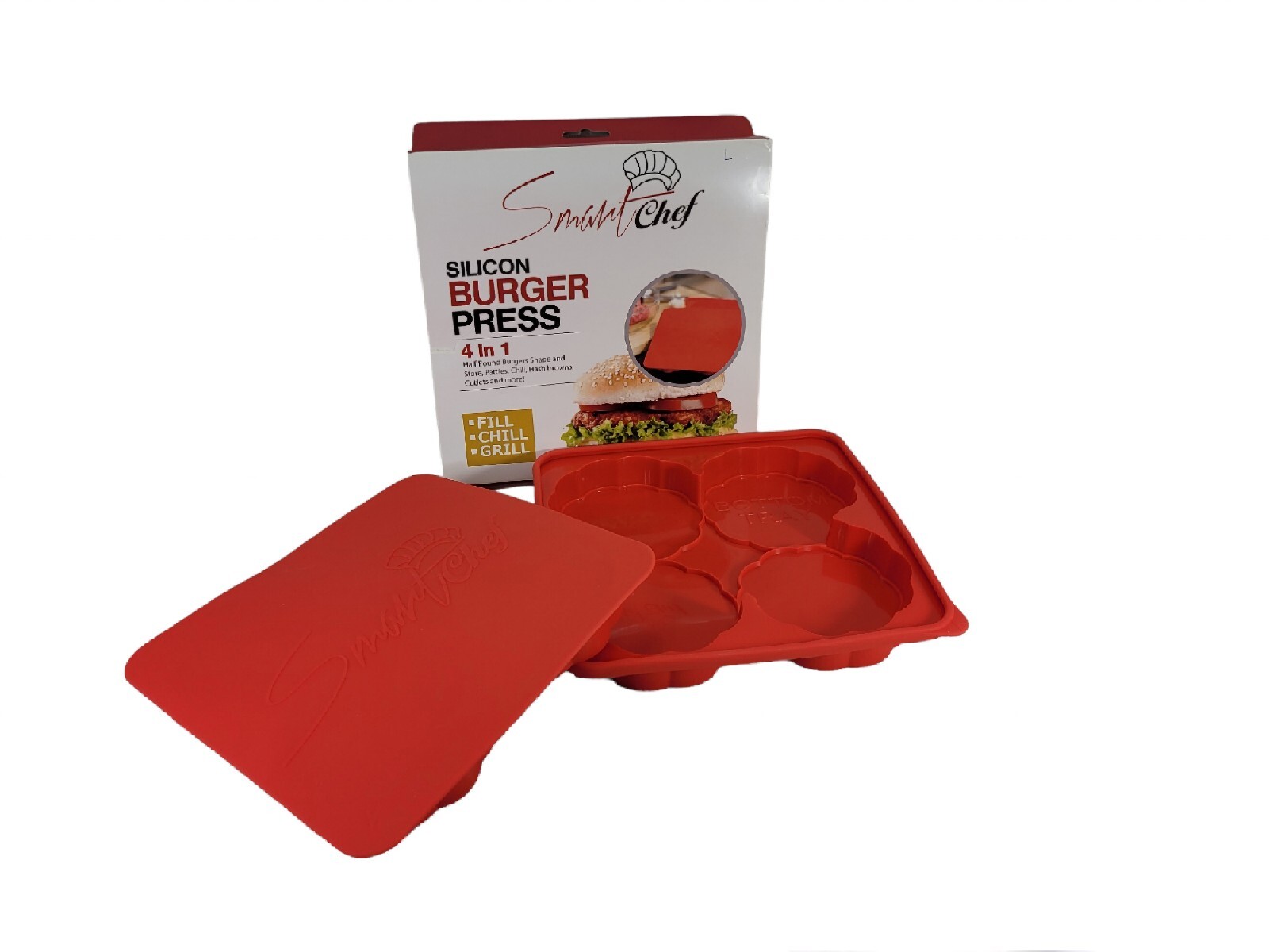 Smart Chef Silicon Burger Press 4 In 1 Half Pound Burger Shape & Store Open Box gallery