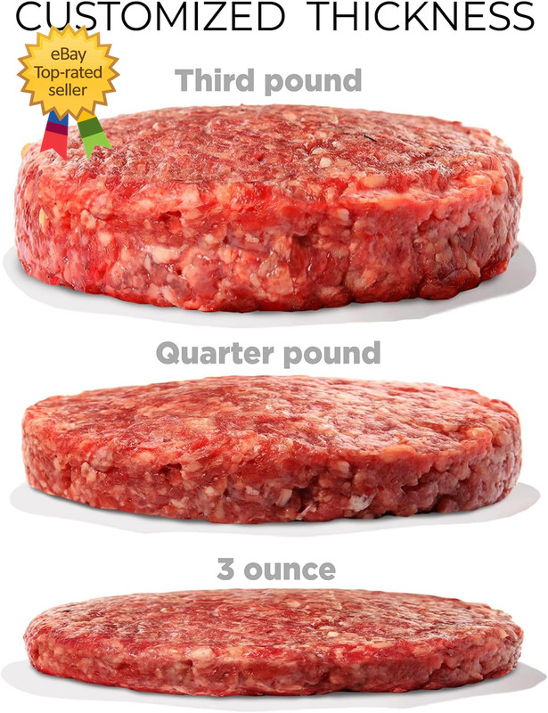 Burger Press Patty Maker Adjustable Thickness 1/4 Lb to 3/4 Lb with Ejector gallery