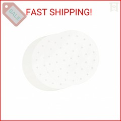 100 PCS Bamboo Steamer Liner, 10″ Round Air Fryer Parchment Paper with Holes, Wh