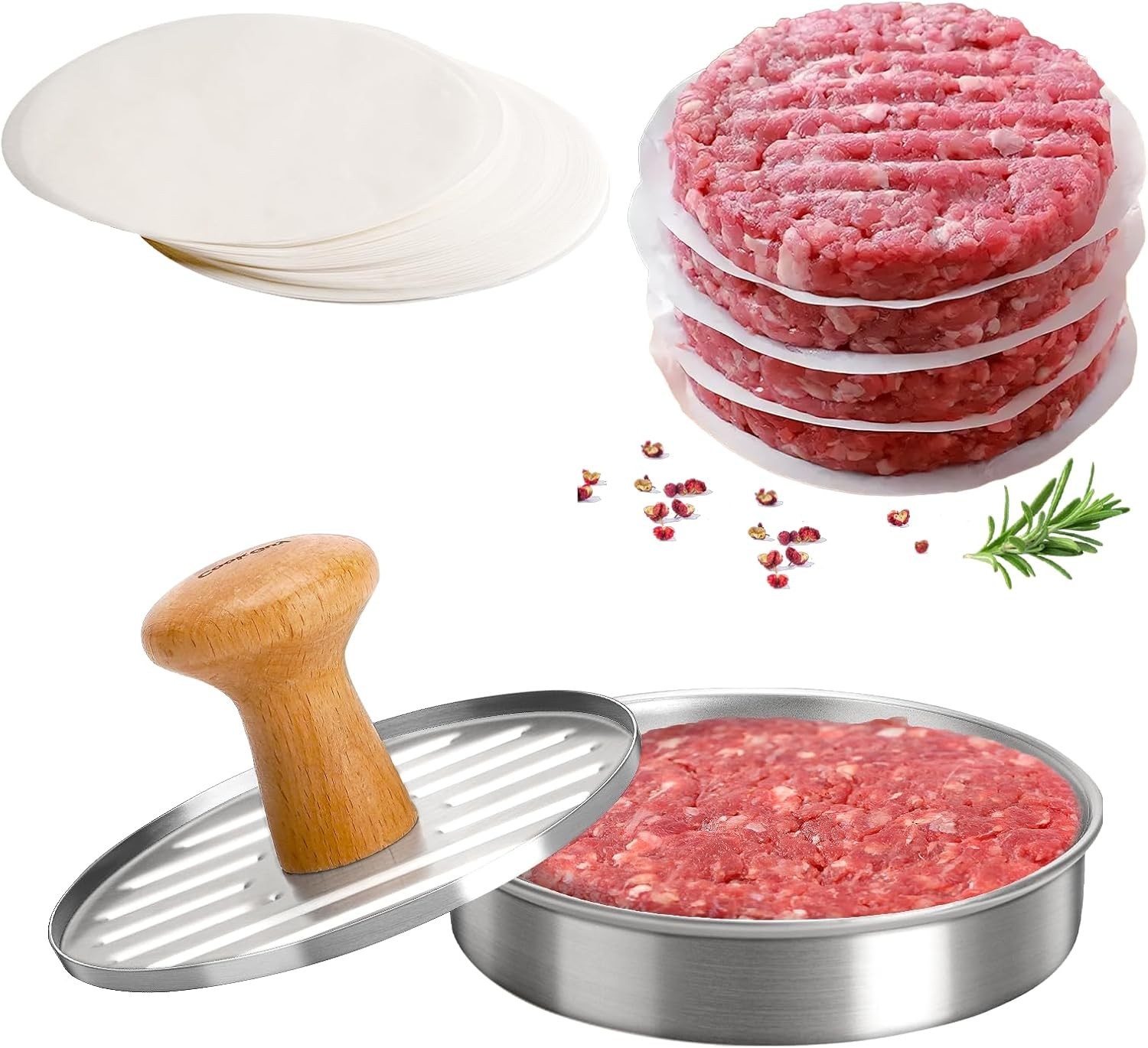 Stainless Steel Burger Press Patty Maker – Non-Stick Hamburger Press for Grillin gallery