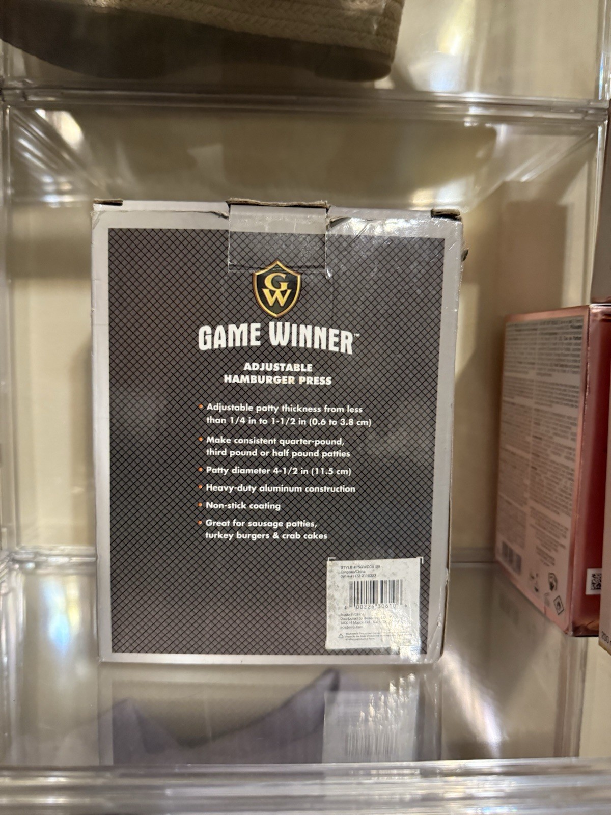 GAME WINNER ADJUSTABLE HAMBURGER PRESS NIB Open Box Never Used gallery