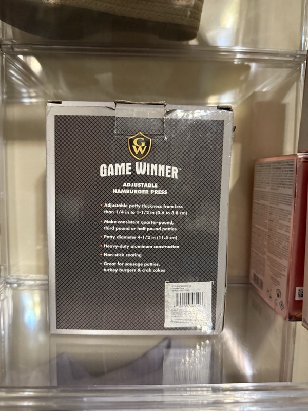 GAME WINNER ADJUSTABLE HAMBURGER PRESS NIB Open Box Never Used gallery