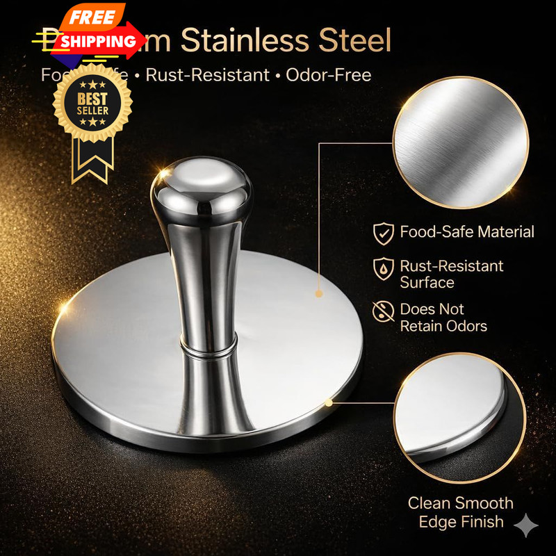 Wonderful Cuisine Premium Stainless Steel Smash Burger Press, gallery
