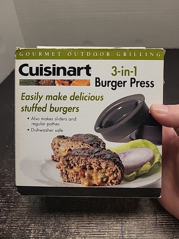 Cuisinart CSBP-100 3-in-1 Stuffed Burger Press Gourmet Outdoor Grilling Read Des gallery