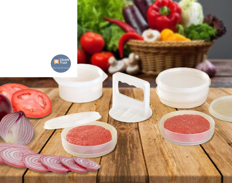 Hamburger Press Patty Maker Freezer 4 Containers with gallery