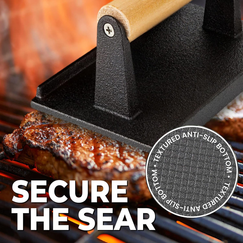 Cast Iron Grill Press (Set of 2) - 8 X 4 Inch, 2.6 Lb Griddle Press with Cool-To gallery