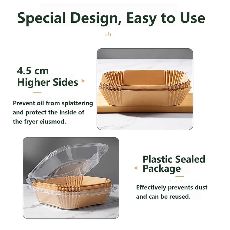 8 Inch Air Fryer Disposable Paper Liners, Non-Stick Parchment 7.9 Inch, Brown gallery