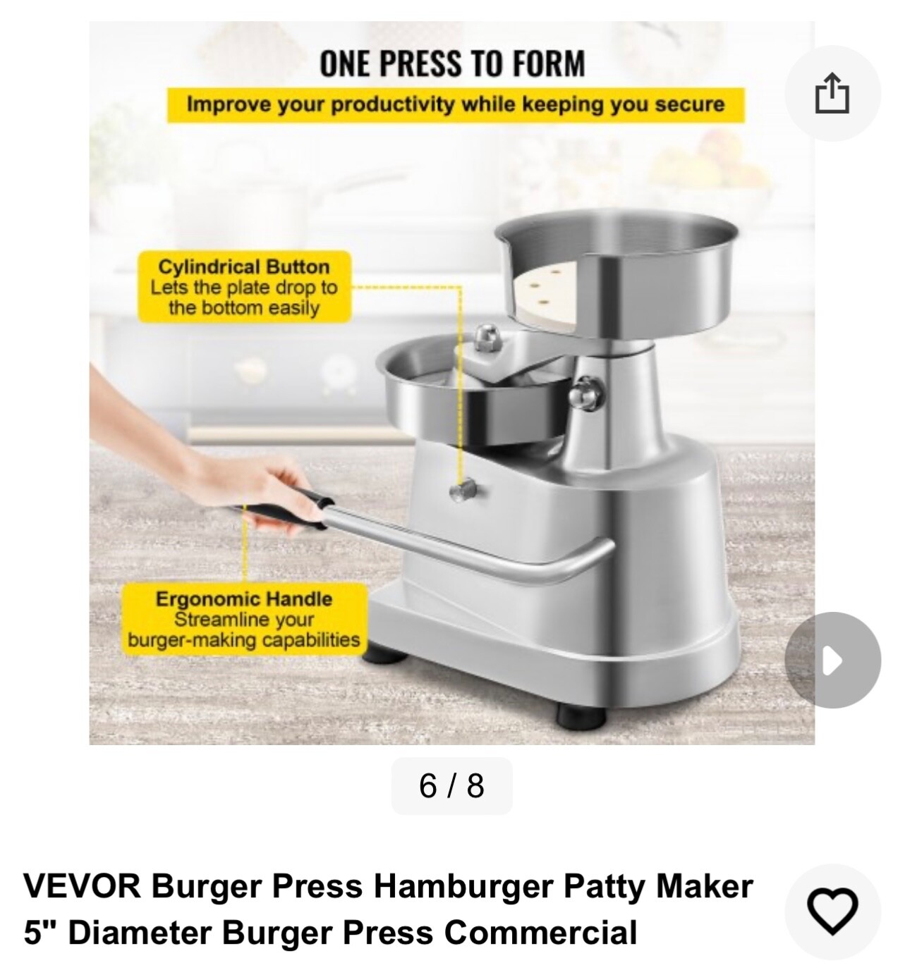 Burger Press Hamburger Patty Maker 5-Inch Diameter Burger Press Commercial gallery