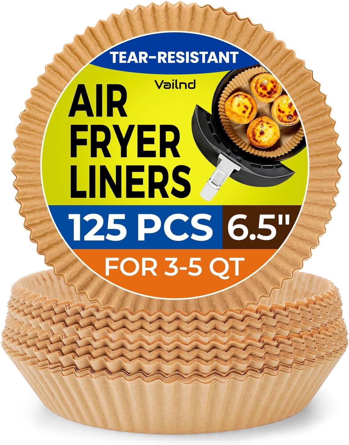 Air Fryer Paper Liners: 125Pcs Liner Disposable, 6.5"Round, Natural gallery