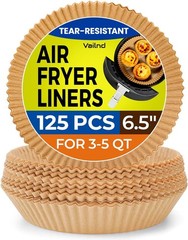 Air Fryer Paper Liners: 125Pcs Liner Disposable, 6.5″Round, Natural