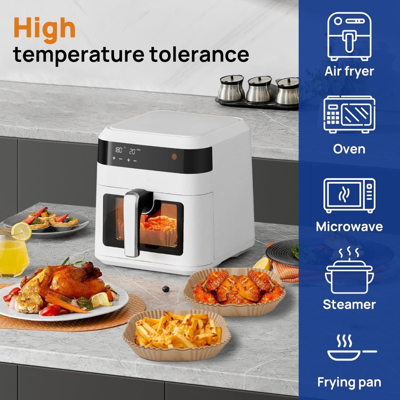 Smad 100 Pcs Air Fryer Paper Liners, 7.9 Inch Unbleached 7.9in, Natural gallery