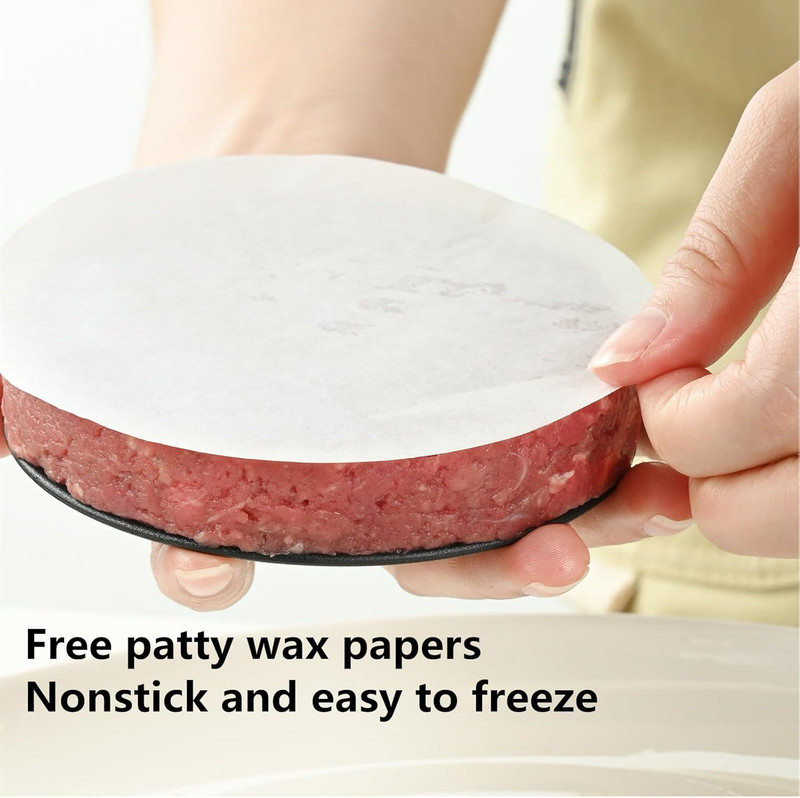 4-in-1 Burger Press Patty Maker, Sandwich Cutter and Sealer Set with 100 pcs Wax gallery