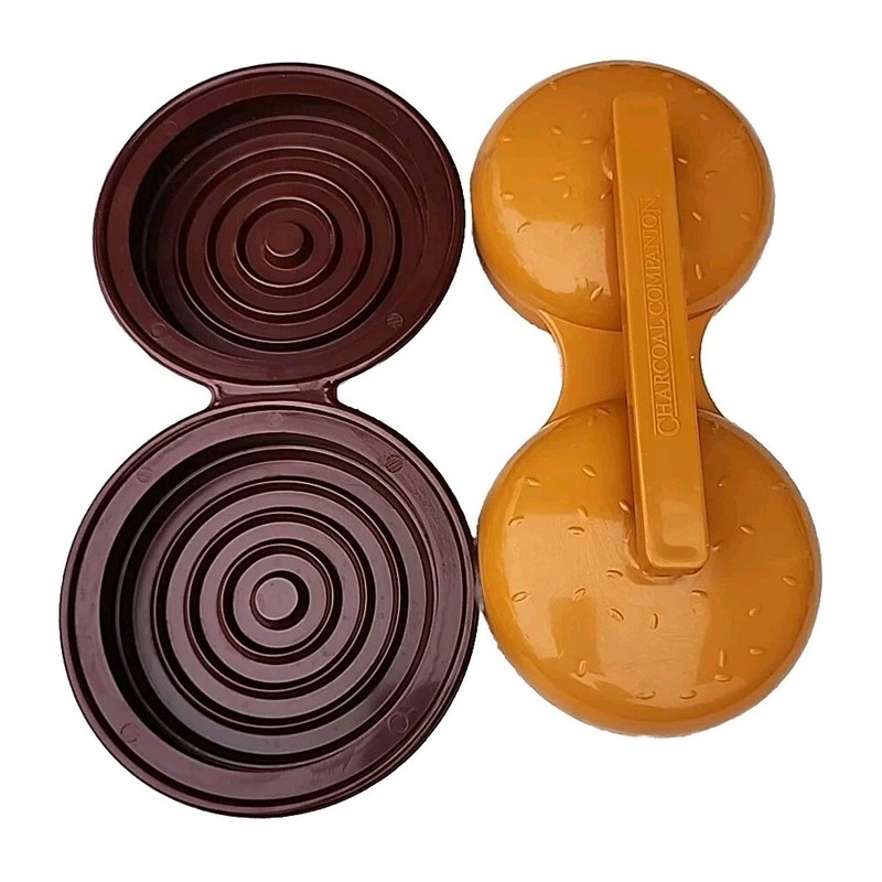 Charcoal Companion Orange & Brown Double Hamburger Patty Press Burger Mold EC gallery
