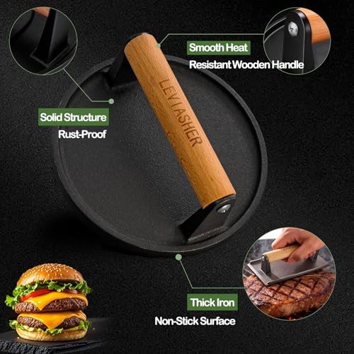 2 Pack 2.3lb Steak Weight & Burger Press, Striped Base, 7" Round strip 2pack gallery