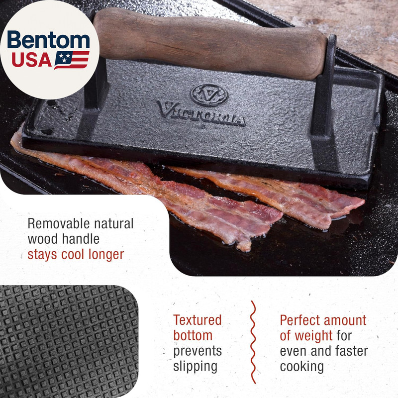 Cast Iron Panini Press, Burger Press, Bacon Press, Grill Press, Seasoned with 10 gallery