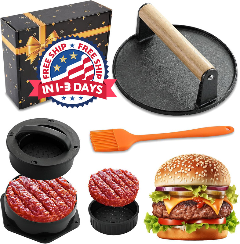 Kit de prensa de Smash Burger: 4 recipientes para almacenar hamburguesas gallery