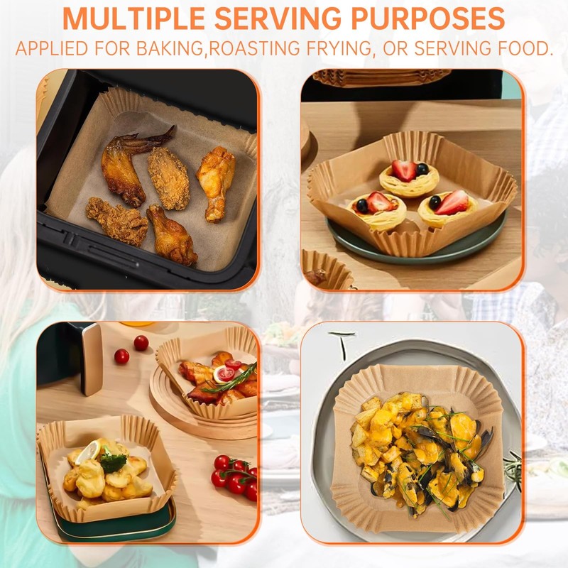 Air Fryer Liners Disposable 100 Pcs 8" (Square), 100 (Square) gallery